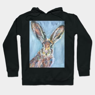 Colourful Hare ,  Blue Background Hoodie